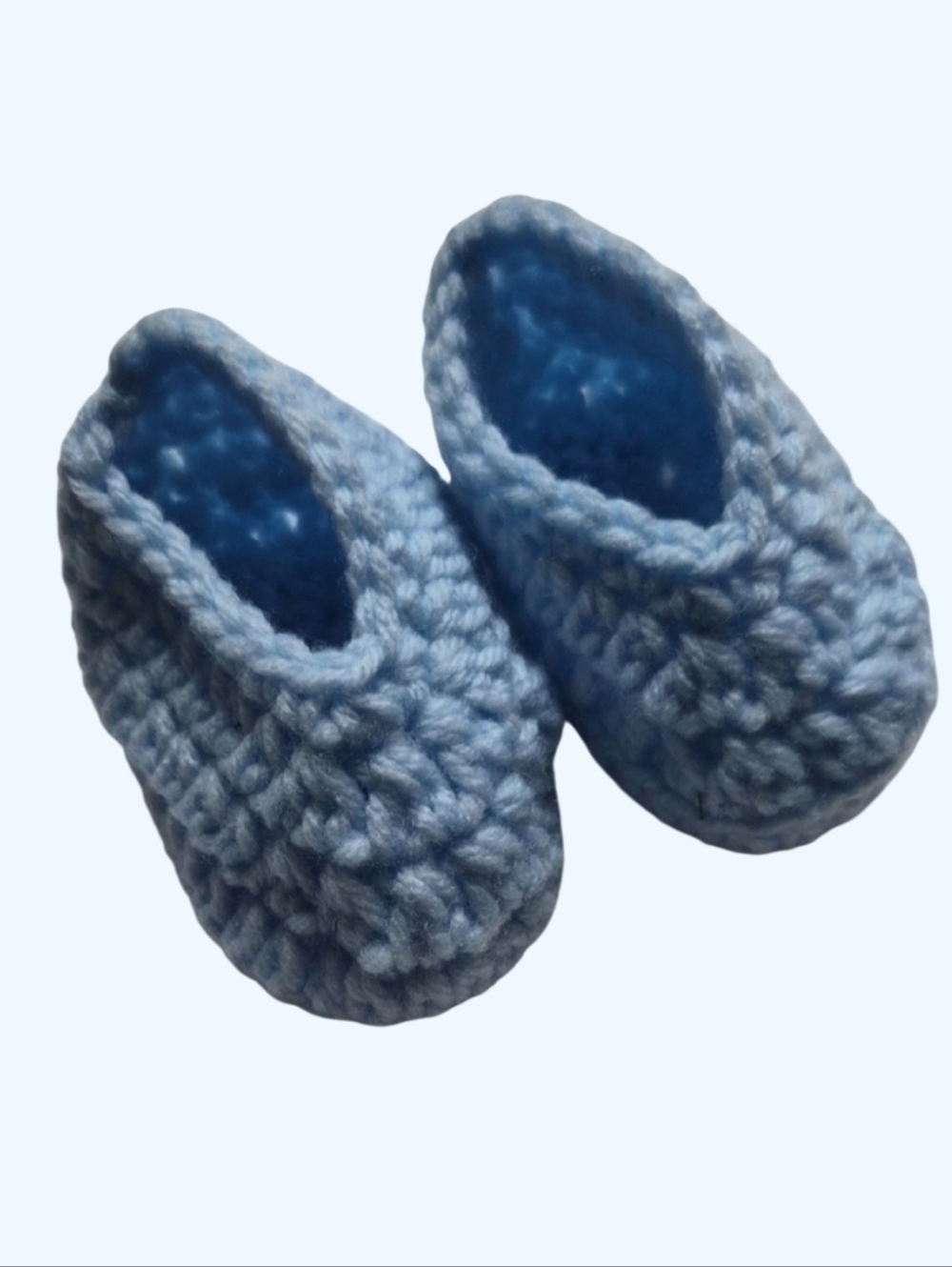 Handmade Crocheted Blue Baby Booties-Size 0-3M - Picture 7 of 7